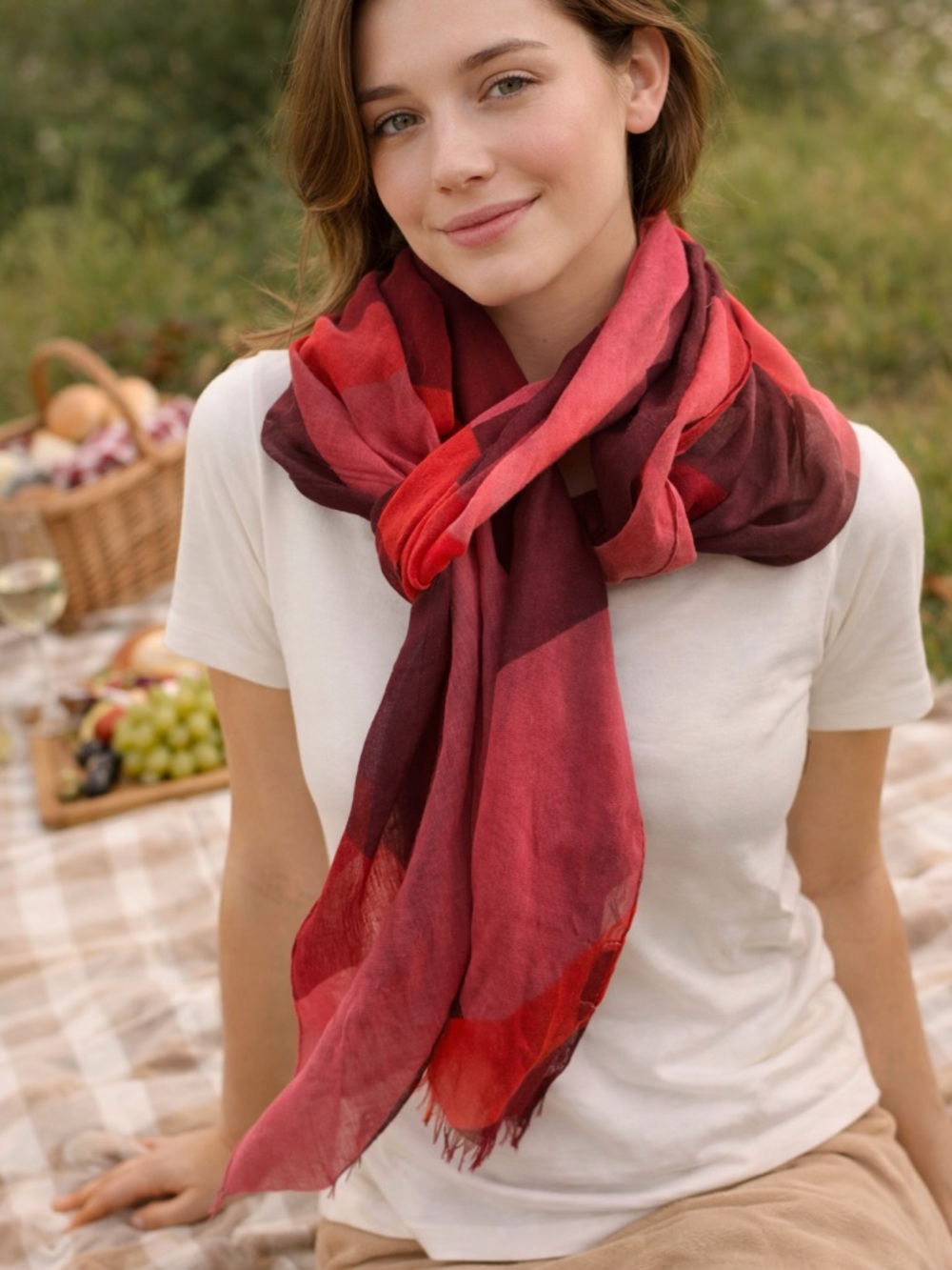 Jennifer Lopez Multi Red Dressy Scarf